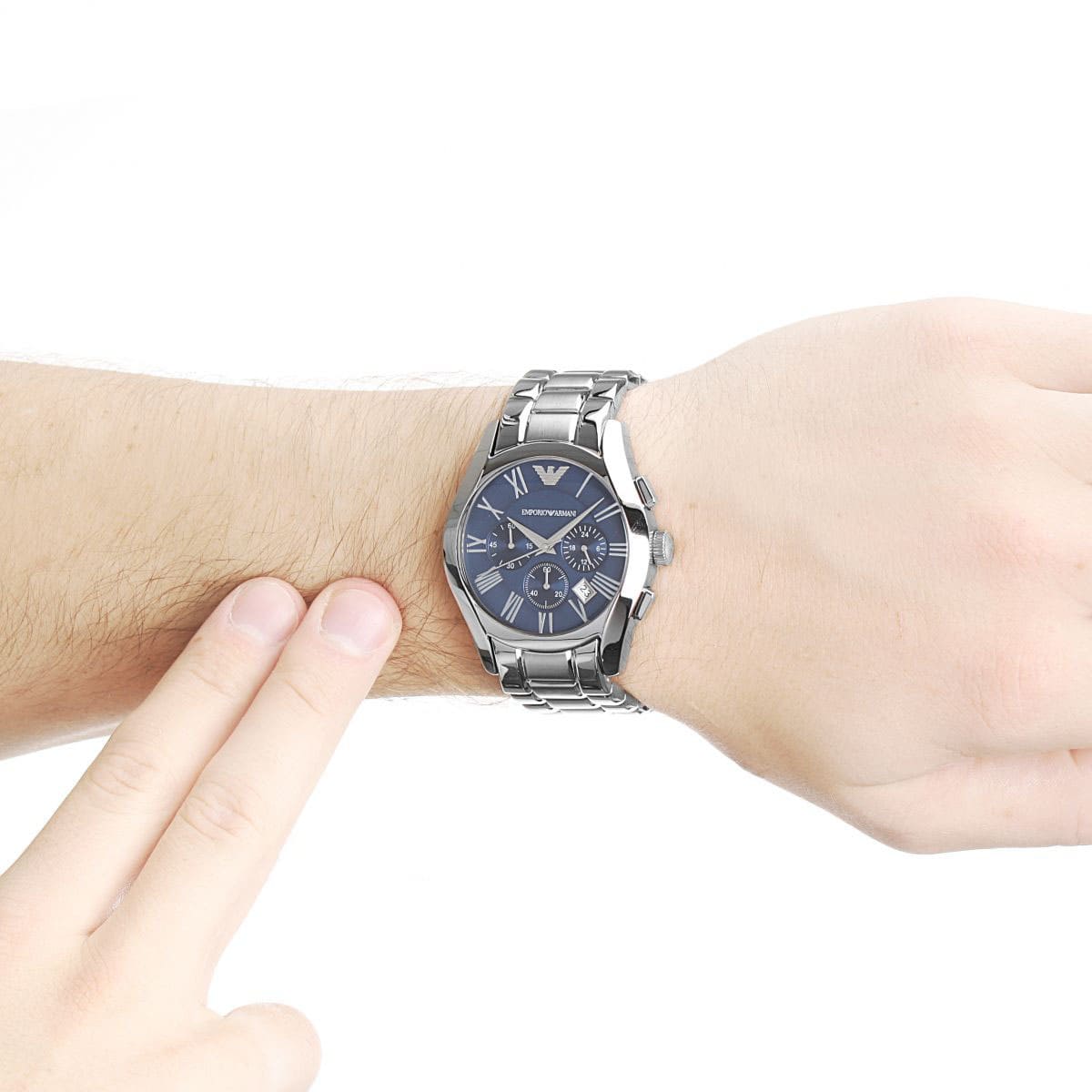  Shop Authentic Emporio Armani Classic Blue Dial Silver Steel Strap Watch For Men - AR1635 - Luxxuri
