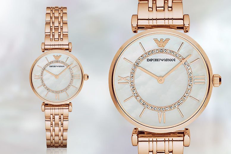  Shop Authentic Emporio Armani Gianni T Bar Mother of Pearl Rose Gold Stainless Steel Strap Watch For Women - AR1909 - Luxxuri