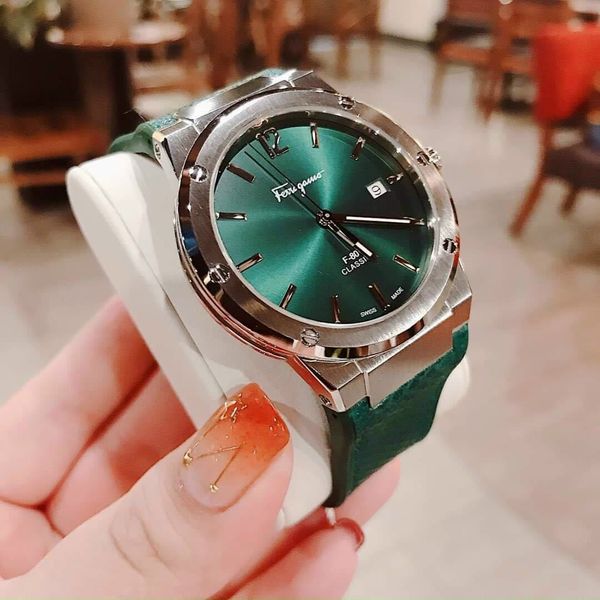  Shop Authentic Salvatore Ferragamo F-80 Classic Green Dial Green Leather Strap Watch for Men - SFDT00519 - Luxxuri
