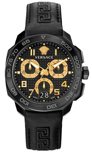  Shop Authentic Versace Dylos Chronograph Black Dial Black Rubber Strap Watch for Men - VQC020015 - Luxxuri