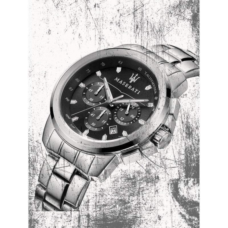  Shop Authentic Maserati Successo Chronograph Black Dial Silver Steel Strap Watch For Men - R8873621001 - Luxxuri