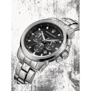  Shop Authentic Maserati Successo Chronograph Black Dial Silver Steel Strap Watch For Men - R8873621001 - Luxxuri