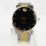  Shop Authentic Movado Museum Classic Diamonds Black Dial Two Tone Steel Strap Watch for Men - 0607202 - Luxxuri