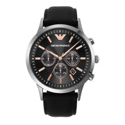  Shop Authentic Emporio Armani Giovanni Analog Black Dial Black Leather Strap Watch For Men - AR11431 - Luxxuri