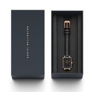  Shop Authentic Daniel Wellington Quadro Black Dial Black Leather Strap Watch For Women  - DW00100449 - Luxxuri