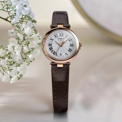  Shop Authentic Tissot Bellissima Automatic Silver Dial Brown Leather Strap Watch For Women - T126.207.36.013.00 - Luxxuri