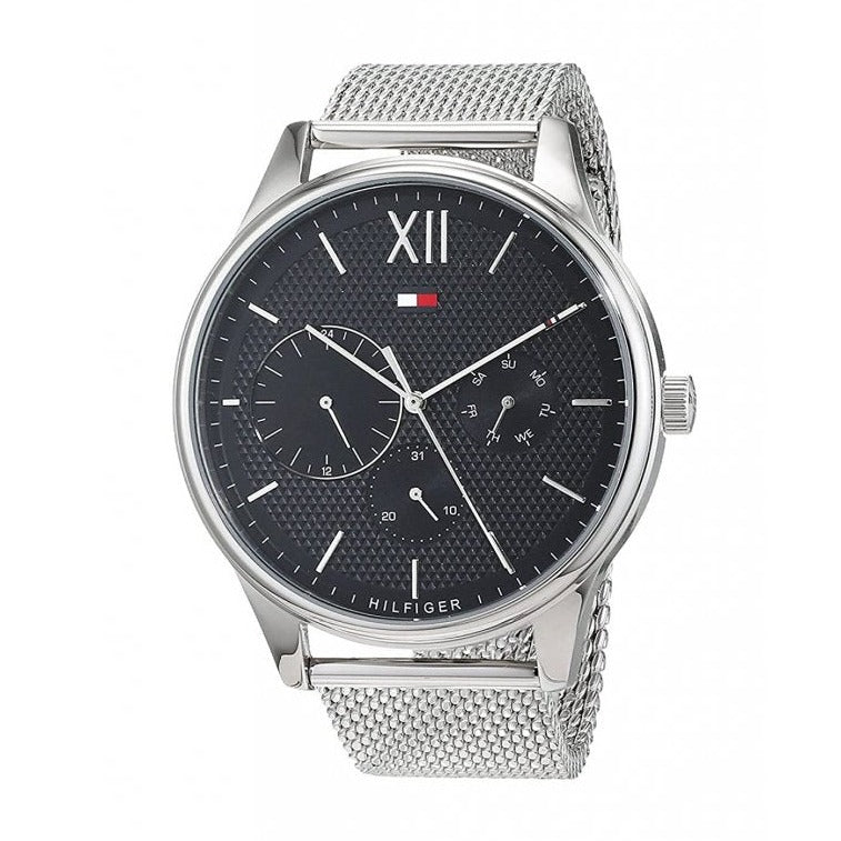  Shop Authentic Tommy Hilfiger Damon Quartz Chronograph Black Dial Silver Mesh Bracelet Watch for Men - 1791415 - Luxxuri