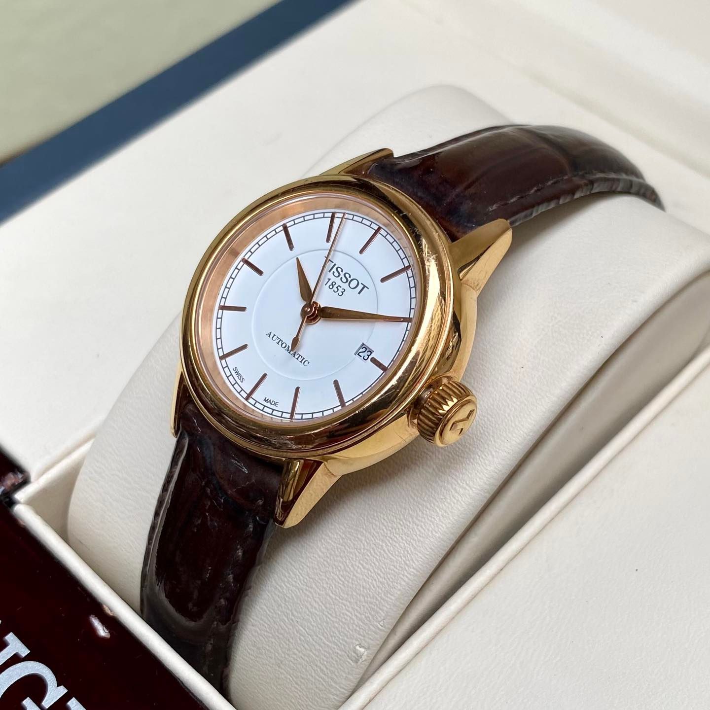  Shop Authentic Tissot Carson Automatic White Dial Brown Leather Strap Watch For Women - T085.207.36.011.00 - Luxxuri