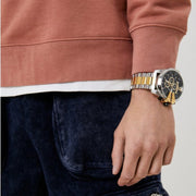  Shop Authentic Diesel Mega Chief Chronograph Black Dial Two Tone Steel Strap Watch For Men - DZ4581 - Luxxuri