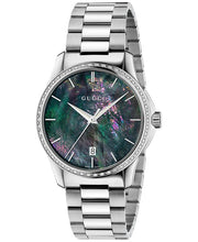  Shop Authentic Gucci G Timeless Diamonds Mother of Pearl Blue Dial Silver Steel Strap Unisex Watch - YA126458 - Luxxuri