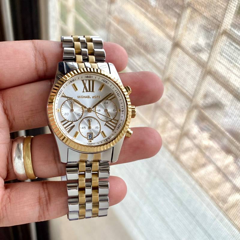  Shop Authentic Michael Kors Lexington Silver Dial Two Tone Steel Strap Watch for Women - MK5955 - Luxxuri