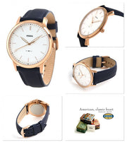  Shop Authentic Fossil The Minimalist Slim White Dial Blue Leather Strap Watch for Men - FS5371 - Luxxuri