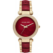  Shop Authentic Michael Kors Parker Mother of Pearl Red Dial Two Tone Steel Strap Watch for Women - MK6427 - Luxxuri