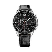  Shop Authentic Tommy Hilfiger Luke Quartz Black Dial Black Leather Strap Watch for Men - 1791117 - Luxxuri