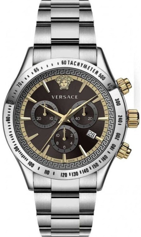  Shop Authentic Versace Classic Chronograph Quartz Black Dial Silver Steel Strap Watch For Men - VEV700419 - Luxxuri