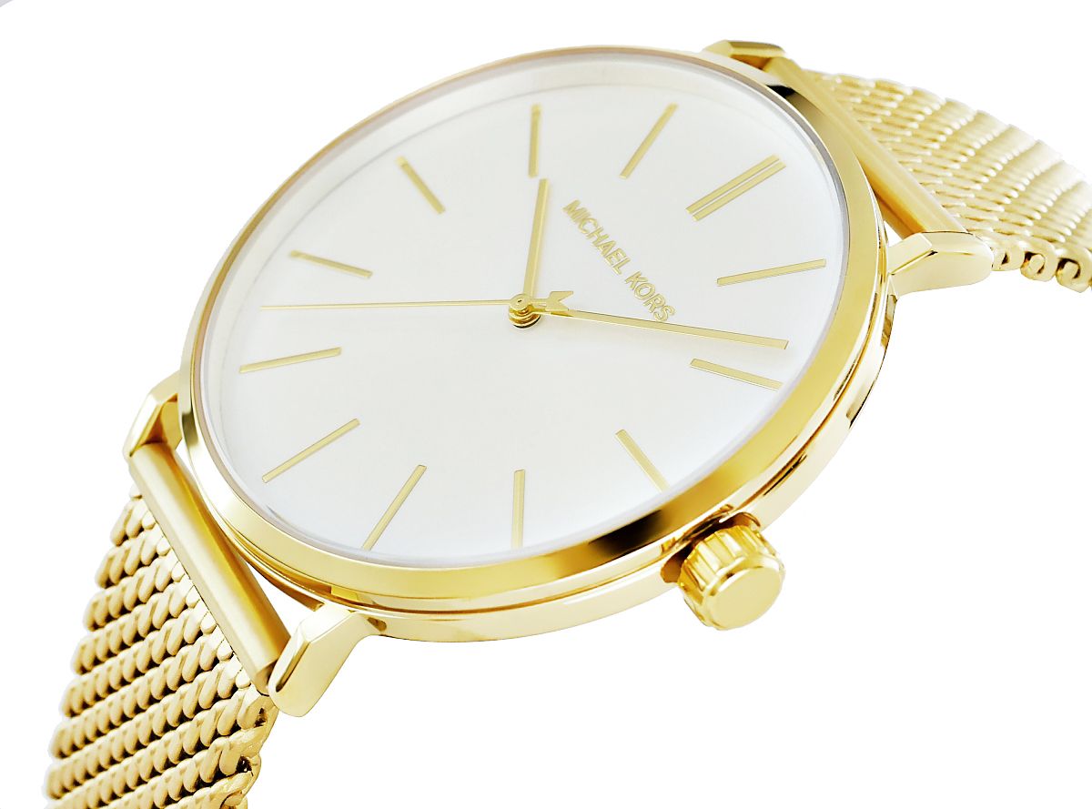  Shop Authentic Michael Kors Auden Three Hand White Dial Gold Mesh Strap Watch for Women - MK7150 - Luxxuri