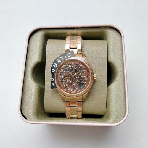  Shop Authentic Fossil Rye Automatic Skeleton Rose Gold Dial Rose Gold Steel Strap Watch for Women - BQ3754 - Luxxuri