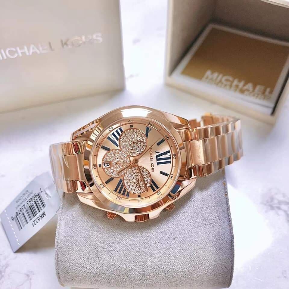  Shop Authentic Michael Kors Bradshaw Chronograph Rose Gold Dial Rose Gold Steel Strap Watch For Women - MK6321 - Luxxuri