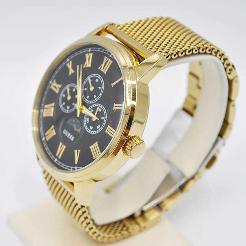 Shop Authentic Guess Delancy Black Dial Gold Mesh Bracelet Watch for Men - W0871G2 - Luxxuri