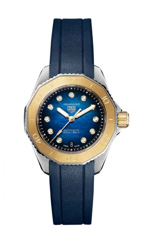 Shop Authentic Tag Heuer Aquaracer Professional 200 Automatic Diamonds Blue Dial Blue Rubber Strap Watch for Women - WBP2450.FT6215 - Luxxuri