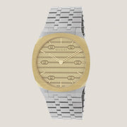  Shop Authentic Gucci 25H Quartz Gold Dial Silver Steel Strap Watch for Women - YA163403 - Luxxuri