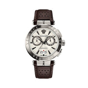 Shop Authentic Versace Aion Chronograph White Dial Brown Leather Strap Watch for Men - VBR010017 - Luxxuri