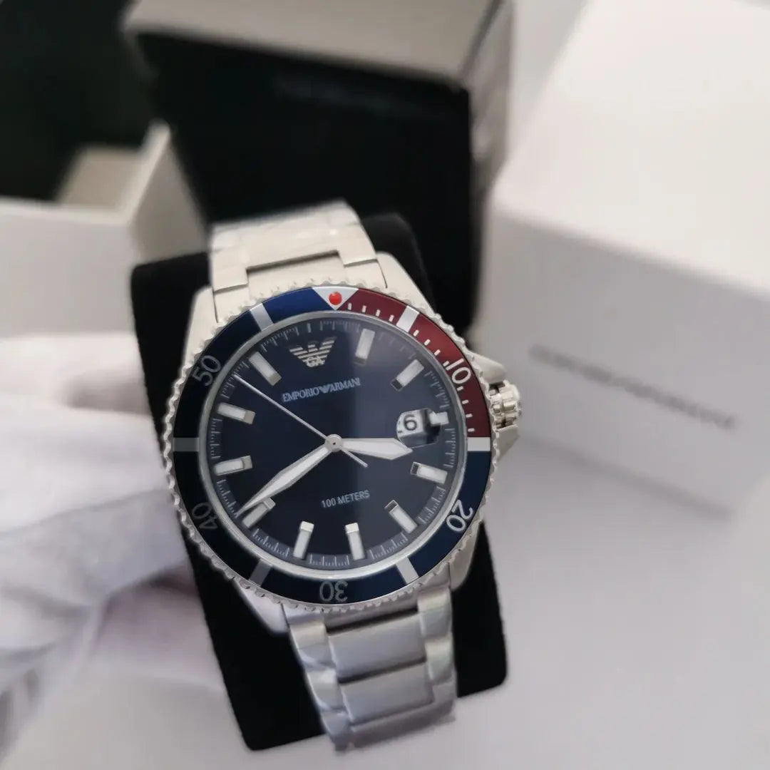  Shop Authentic Emporio Armani Diver Quartz Blue Dial Silver Steel Strap Watch For Men - AR11339 - Luxxuri