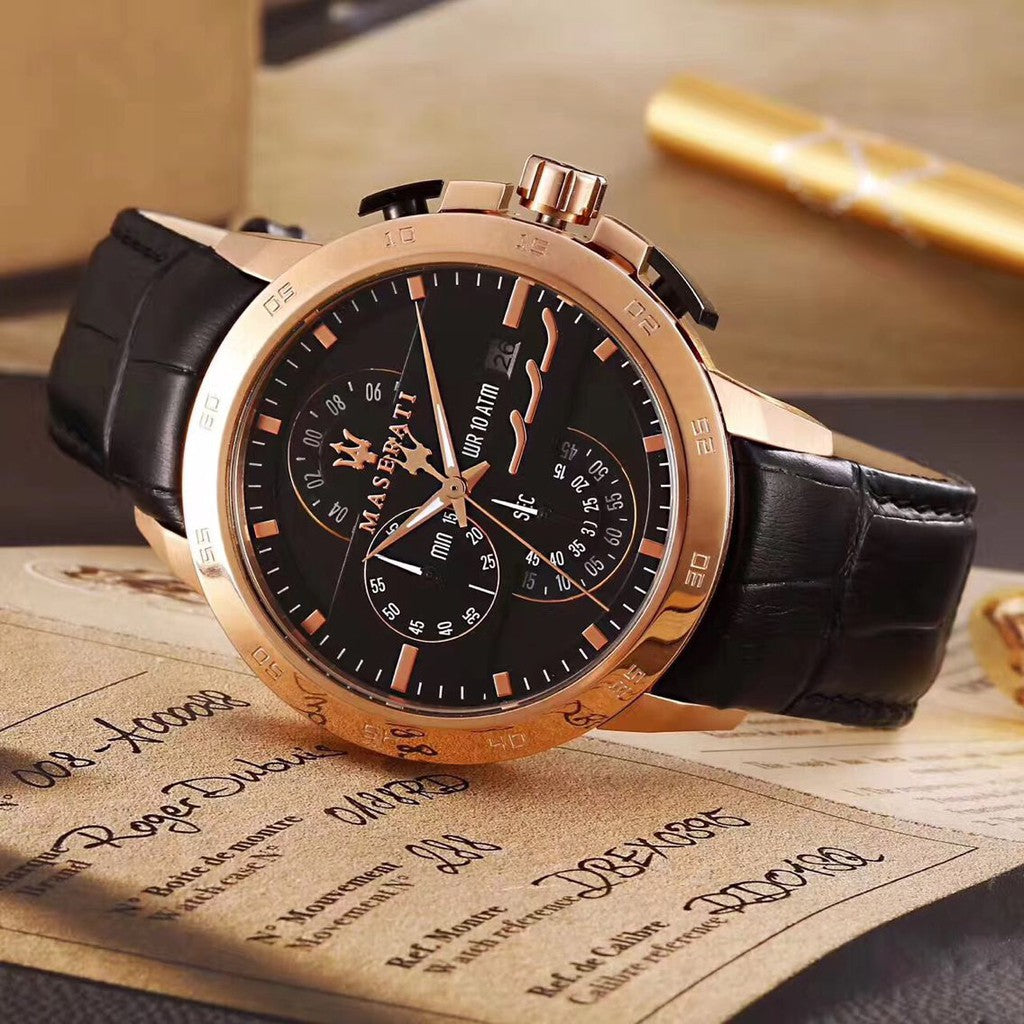  Shop Authentic Maserati Ingegno Chronograph Brown Dial Brown Leather Strap Watch For Men - R8871619001 - Luxxuri