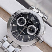  Shop Authentic Versace Quartz Black Dial Silver Steel Strap Watch For Men - VBR080018 - Luxxuri