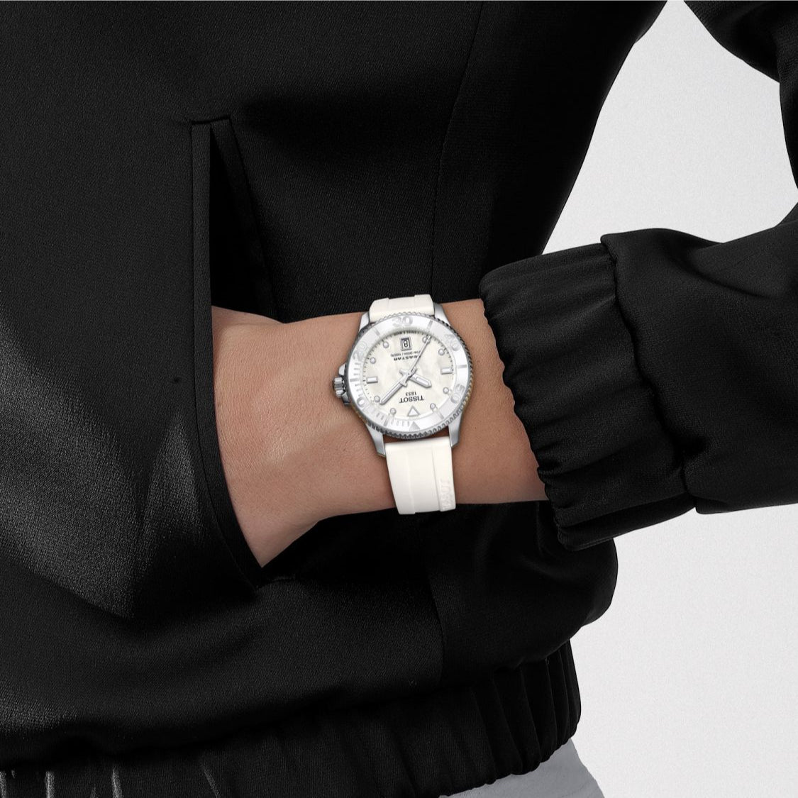  Shop Authentic Tissot Seastar 1000 Mother of Pearl White Dial White Rubber Strap Watch for Women - T120.210.17.116.00 - Luxxuri