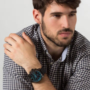  Shop Authentic Diesel Mega Chief Black Dial Black Leather Strap Watch For Men - DZ4323 - Luxxuri