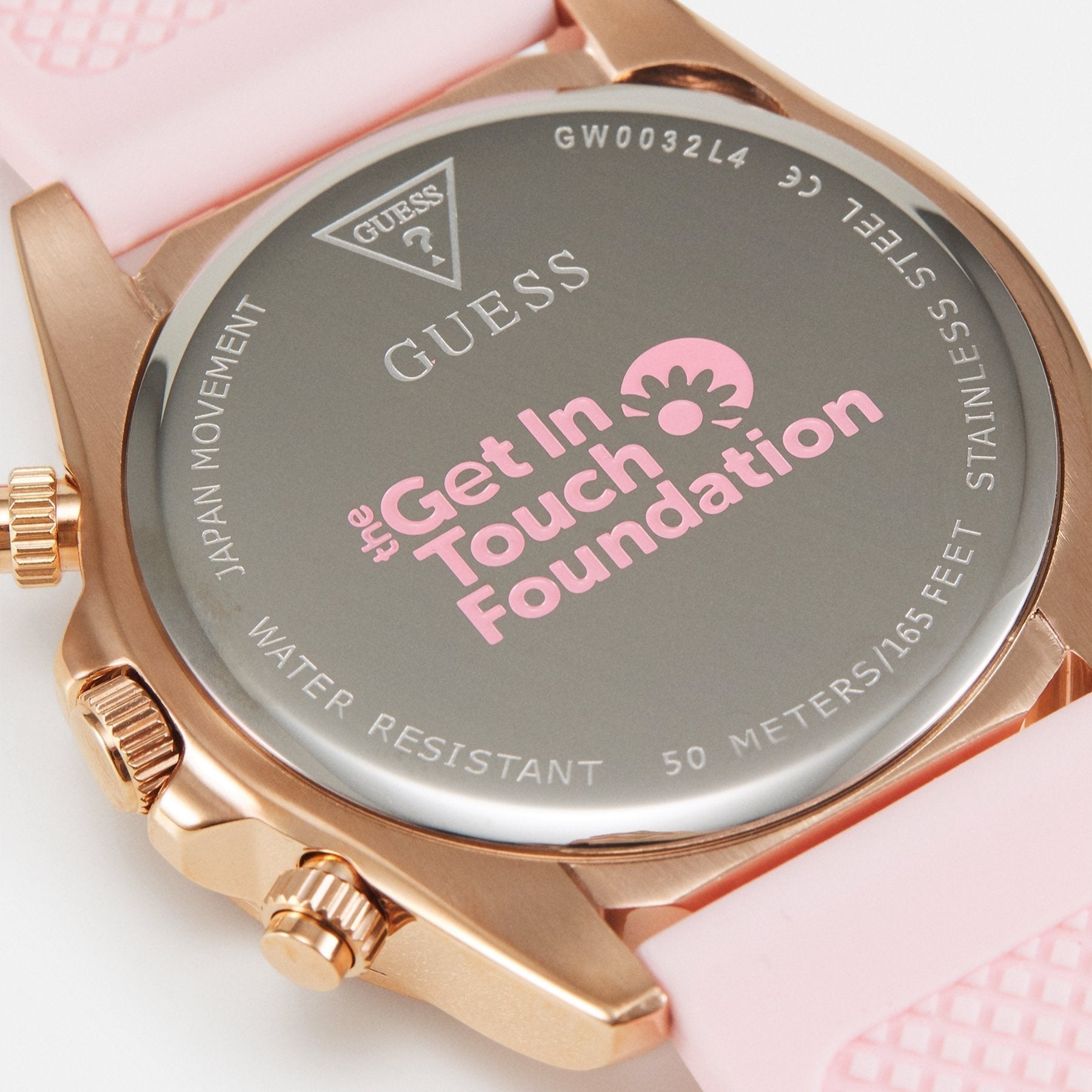  Shop Authentic Guess Sparkling Chronograph Crystals Pink Dial Pink Silicone Strap Watch For Women - GW0032L4 - Luxxuri