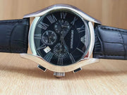  Shop Authentic Emporio Armani Valente Chronograph Black Dial Black Leather Strap Watch For Men - AR1633 - Luxxuri