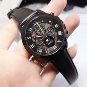  Shop Authentic Fossil Grant Automatic Black Dial Black Leather Strap Watch for Men - ME3028 - Luxxuri