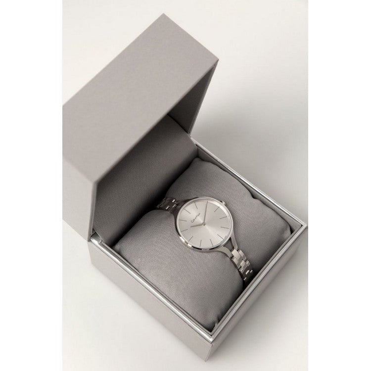  Shop Authentic Calvin Klein Graphic White Dial Silver Steel Strap Watch for Women - K7E23146 - Luxxuri