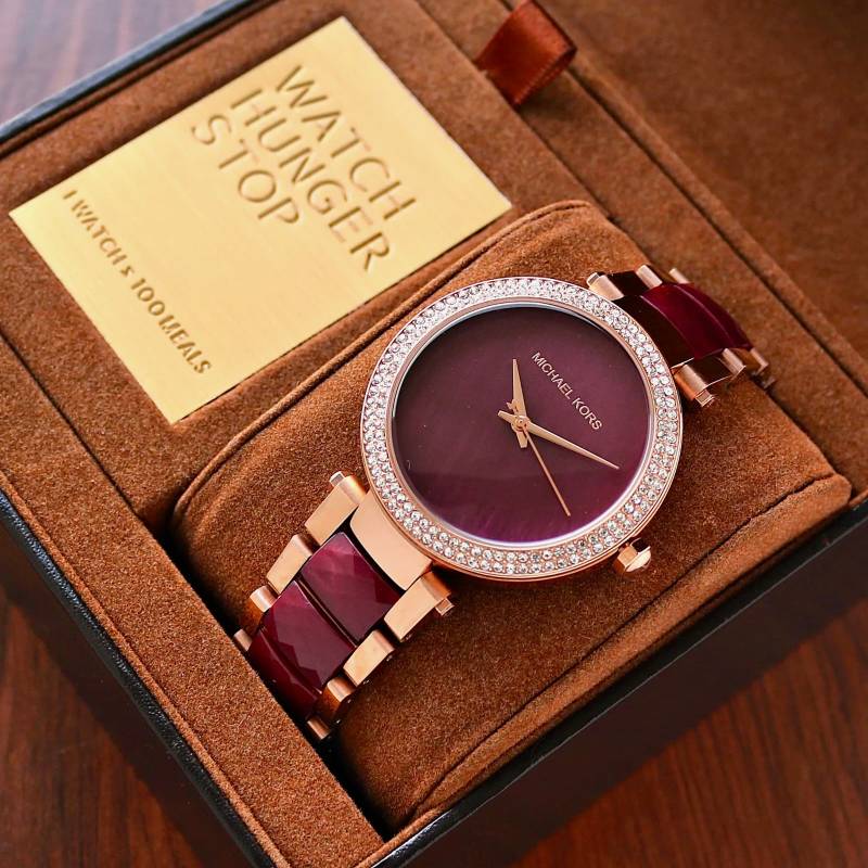  Shop Authentic Michael Kors Parker Maroon Dial Two Tone Steel Strap Watch for Women - MK6412 - Luxxuri