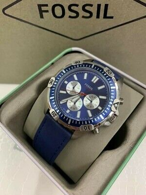  Shop Authentic Fossil Garrett Chronograph Blue Dial Blue Rubber Strap Watch for Men - FS5709 - Luxxuri