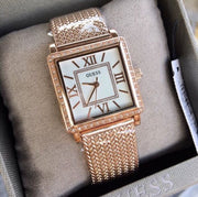  Shop Authentic Guess Highline Off White Dial Rose Gold Stainless Steel Mesh Strap Watch For Women - W0826L3 - Luxxuri