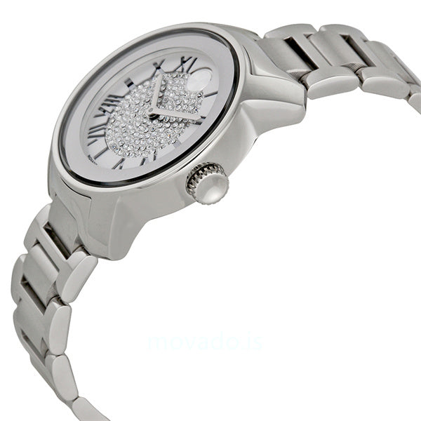  Shop Authentic Movado Bold Crystal Pave Silver Dial Silver Steel Strap Watch for Women - 3600254 - Luxxuri