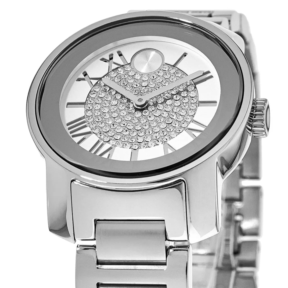  Shop Authentic Movado Bold Crystal Pave Silver Dial Silver Steel Strap Watch for Women - 3600254 - Luxxuri