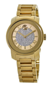  Shop Authentic Movado Bold Pave Gold Dial Gold Steel Strap Watch For Women - 3600255 - Luxxuri