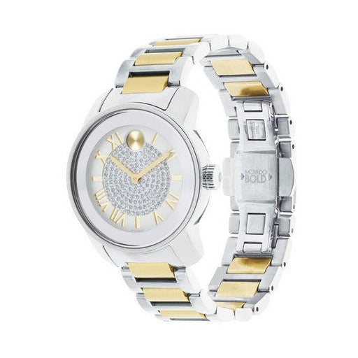  Shop Authentic Movado Bold Silver Dial Two Tone Steel Strap Watch For Women - 3600256 - Luxxuri