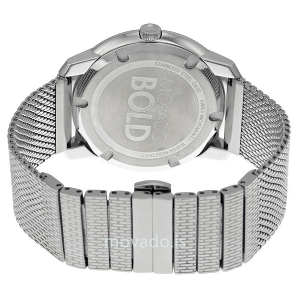  Shop Authentic Movado Bold Silver Dial Silver Mesh Bracelet Watch For Men - 3600260 - Luxxuri