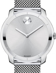  Shop Authentic Movado Bold Silver Dial Silver Mesh Bracelet Watch For Men - 3600260 - Luxxuri