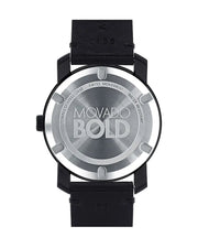  Shop Authentic Movado Bold Black Dial Black Leather Strap Watch For Men - 3600306 - Luxxuri