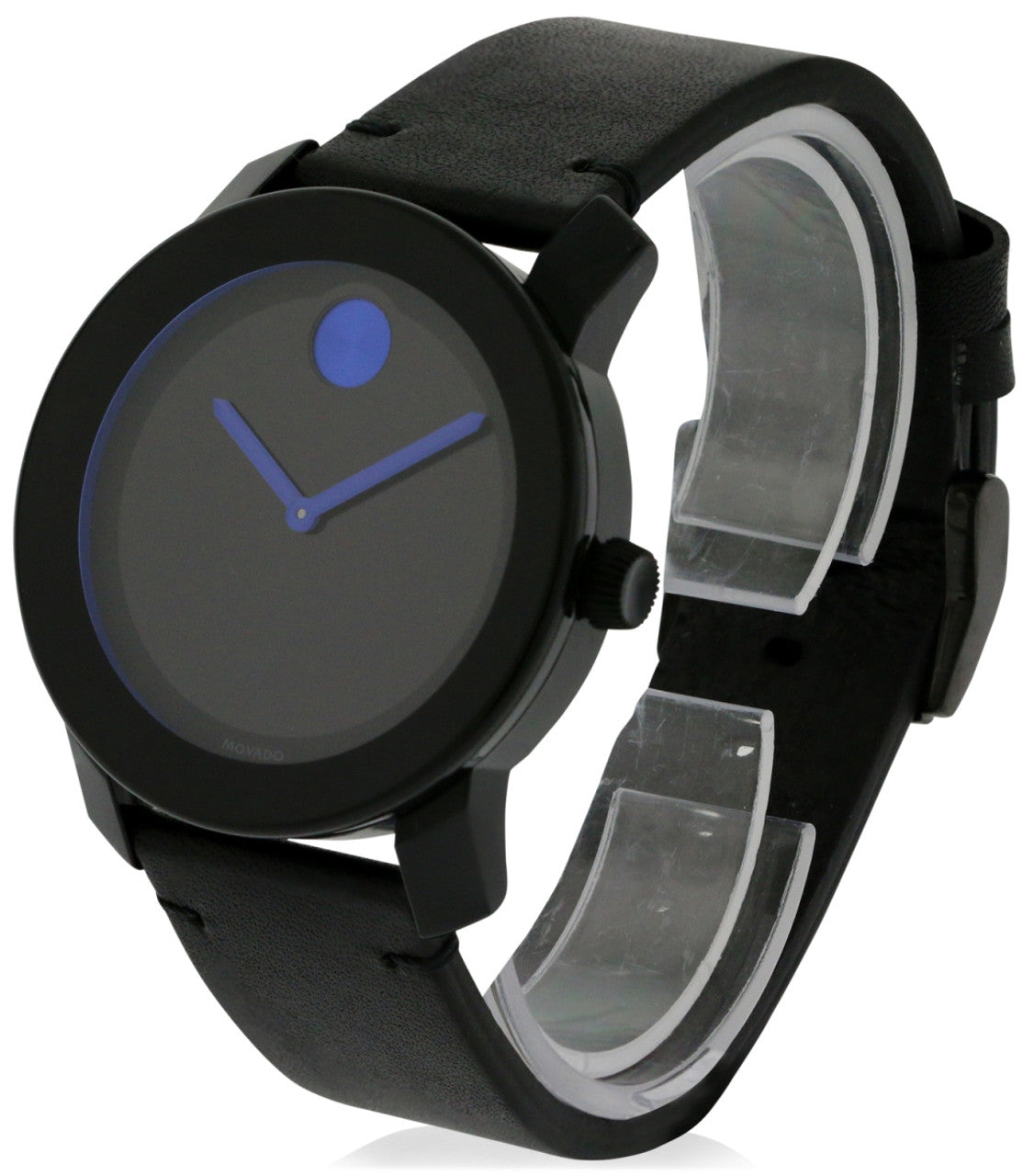  Shop Authentic Movado Bold TR90 Black Dial Black Leather Strap Watch For Men - 3600307 - Luxxuri