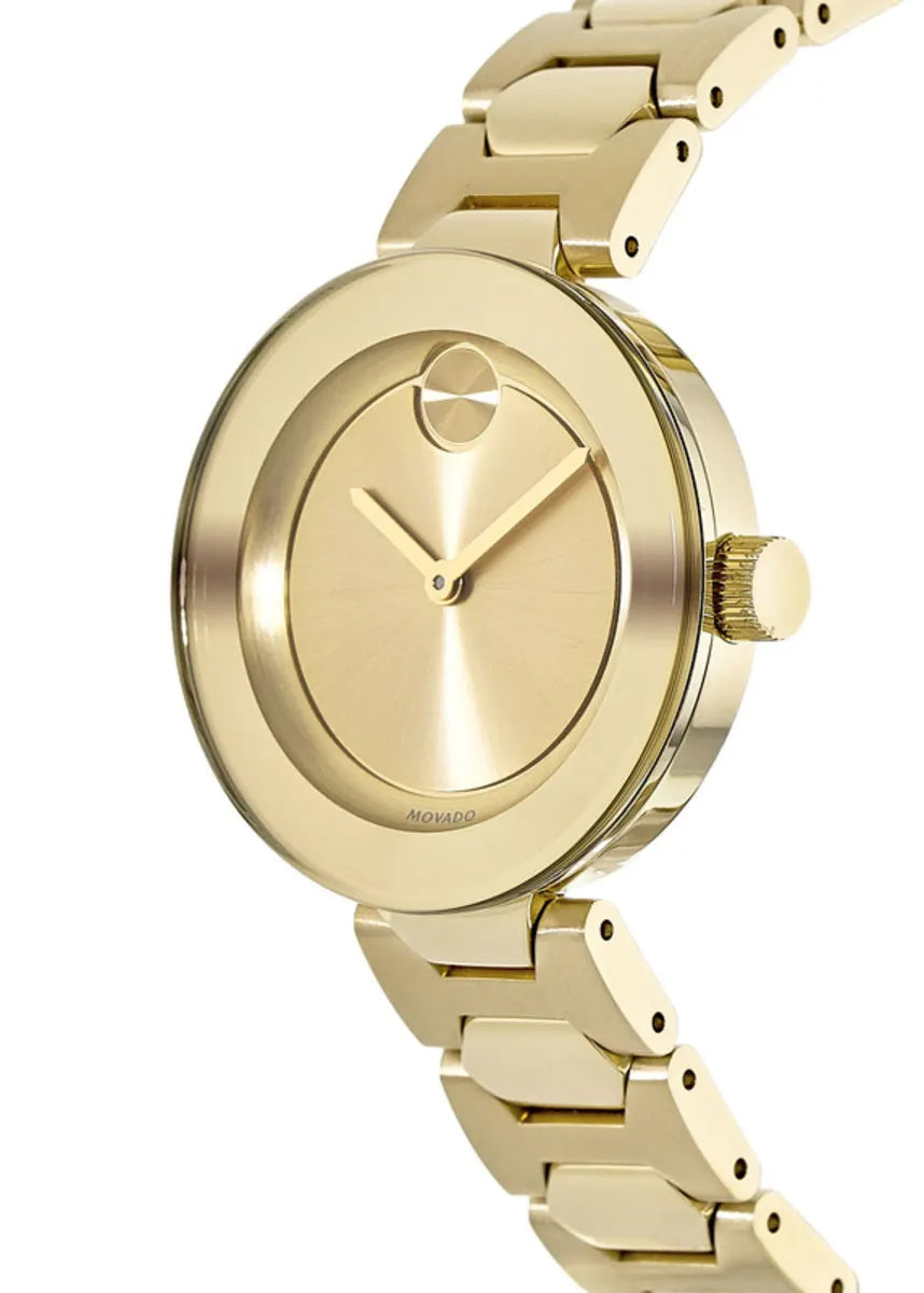  Shop Authentic Movado Bold Gold Dial Gold Steel Strap Watch For Women - 3600382 - Luxxuri