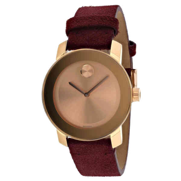  Shop Authentic Movado Bold Rose Gold Dial Red Leather Strap Watch for Women - 3600447 - Luxxuri