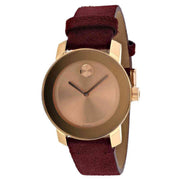  Shop Authentic Movado Bold Rose Gold Dial Red Leather Strap Watch for Women - 3600447 - Luxxuri