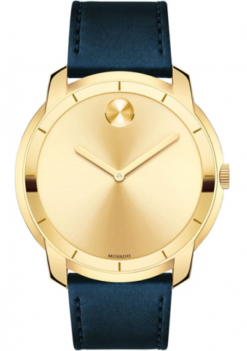  Shop Authentic Movado Bold Gold Dial Blue Leather Strap Watch For Men - 3600469 - Luxxuri